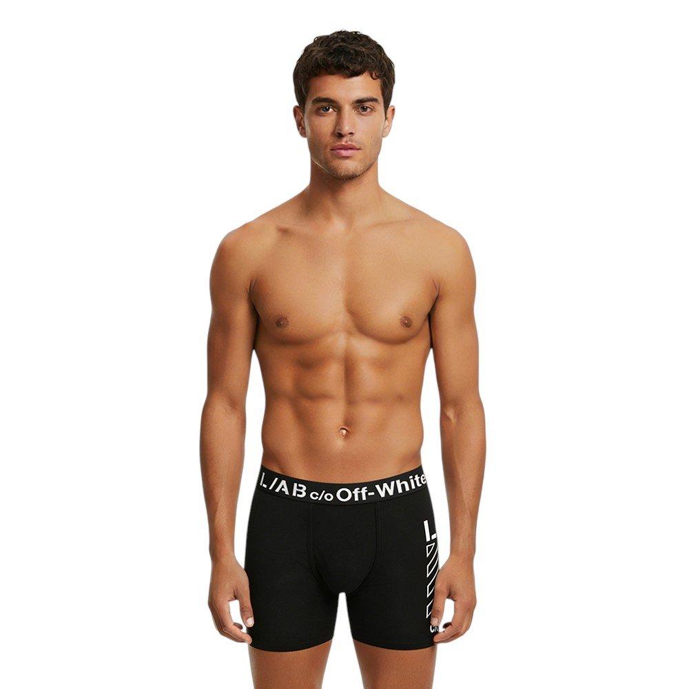 L/AB c/o Off-White Men's Diagonal Printed Boxer Brief - Black - BLACK